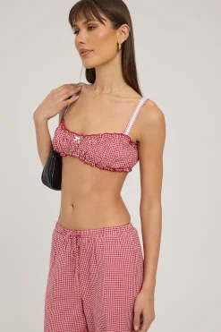 Sweet Ruby Gingham Bralette Red Gingham