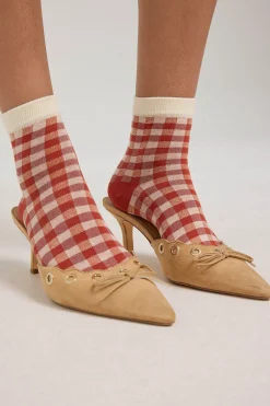 Sweet Ruby Gingham Socks Red Gingham