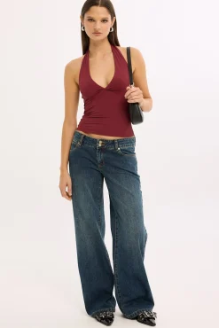 Sylvia Halter Top Burgundy