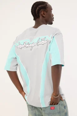 Synchronize Oversize Super Heavy Tee Ice Grey/Aqua
