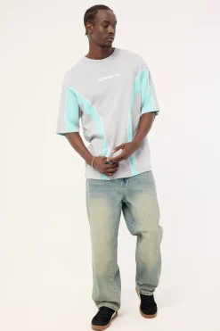 Synchronize Oversize Super Heavy Tee Ice Grey/Aqua