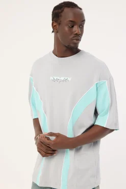 Synchronize Oversize Super Heavy Tee Ice Grey/Aqua