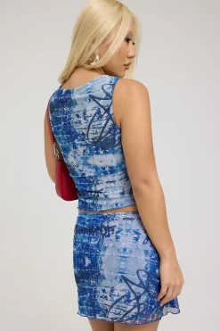 Tagged Mirror Recycled Mesh Tank Word Print