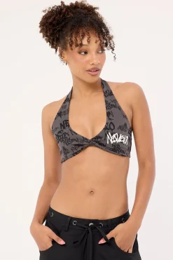 Tagger Halter Bralette Washed Black