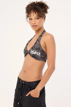 Tagger Halter Bralette Washed Black