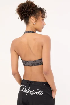 Tagger Halter Bralette Washed Black