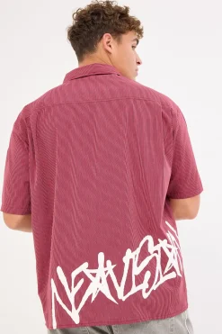 Tagger Oversize Shirt Burgundy/White Stripe