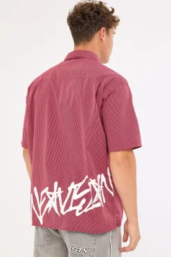 Tagger Oversize Shirt Burgundy/White Stripe