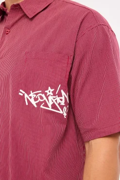 Tagger Oversize Shirt Burgundy/White Stripe