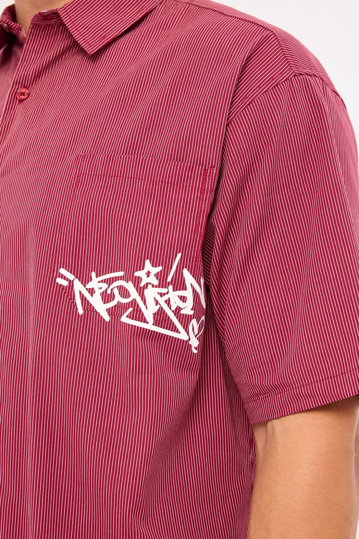 Tagger Oversize Shirt Burgundy/White Stripe