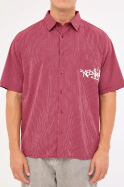 Tagger Oversize Shirt Burgundy/White Stripe