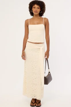 Tahlia Lace Maxi Skirt Cream