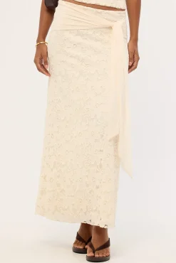 Tahlia Lace Maxi Skirt Cream