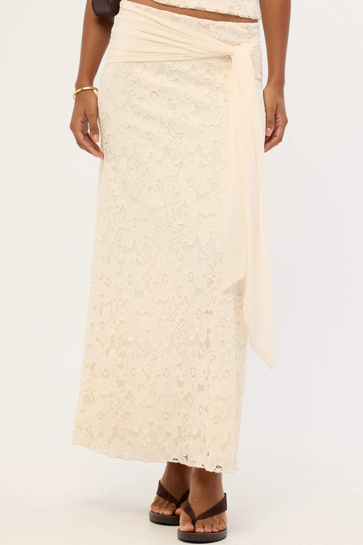 Tahlia Lace Maxi Skirt Cream