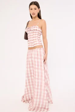 Tallin Maxi Skirt Pink Gingham