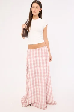 Tallin Maxi Skirt Pink Gingham