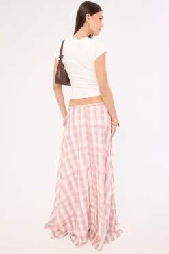 Tallin Maxi Skirt Pink Gingham