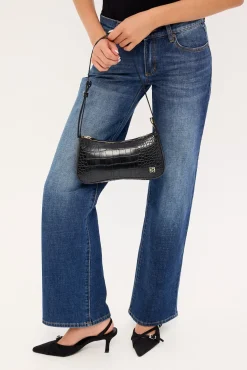 Tammy Croc Shoulder Bag Black