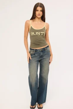 Tank Girl Contrast Staple Singlet Khaki
