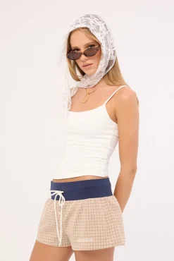 Tantra Check Mini Short Nude Print