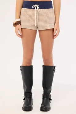 Tantra Check Mini Short Nude Print