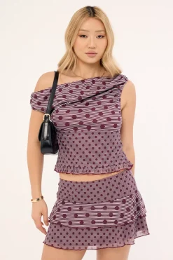 Tarya Top Stripe Polka Plum