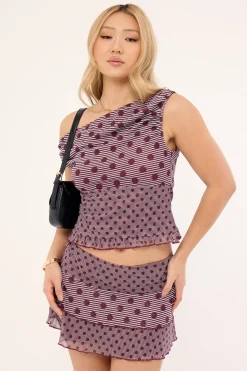 Tarya Top Stripe Polka Plum