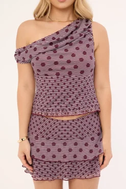 Tarya Top Stripe Polka Plum