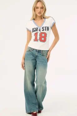 Taylor V-Neck Baby Tee White