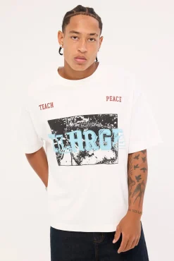 Teach Peace Gorilla Fit Tee White