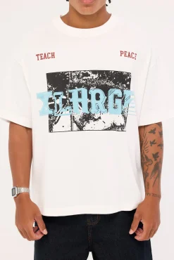Teach Peace Gorilla Fit Tee White