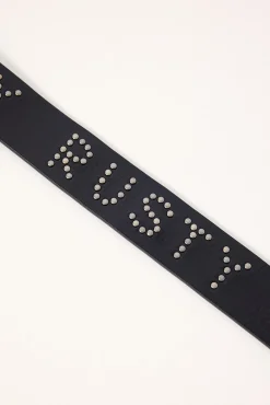 Tease Leather Stud Belt Black