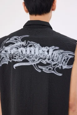 Temptation Cropped Sleeveless Shirt Black