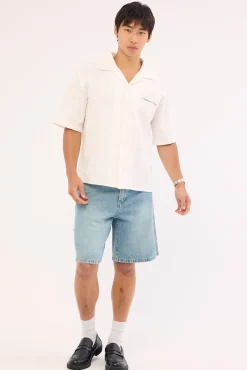 Terrence Boxy Cropped Resort Shirt White