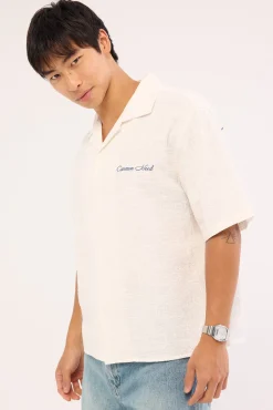 Terrence Boxy Cropped Resort Shirt White