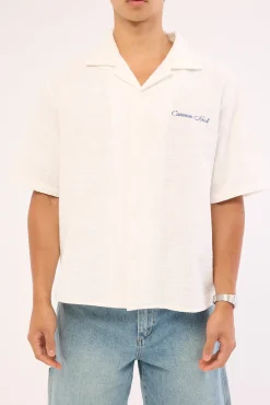 Terrence Boxy Cropped Resort Shirt White