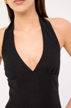 Tessa Halter Linen Maxi Dress Black