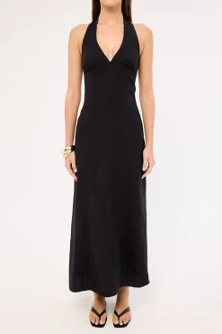 Tessa Halter Linen Maxi Dress Black
