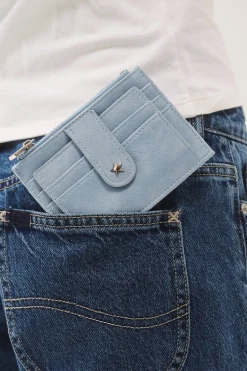 The Daisy Card Wallet Faux Blue Suede