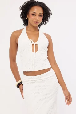 Thessia Tie Halter Top White