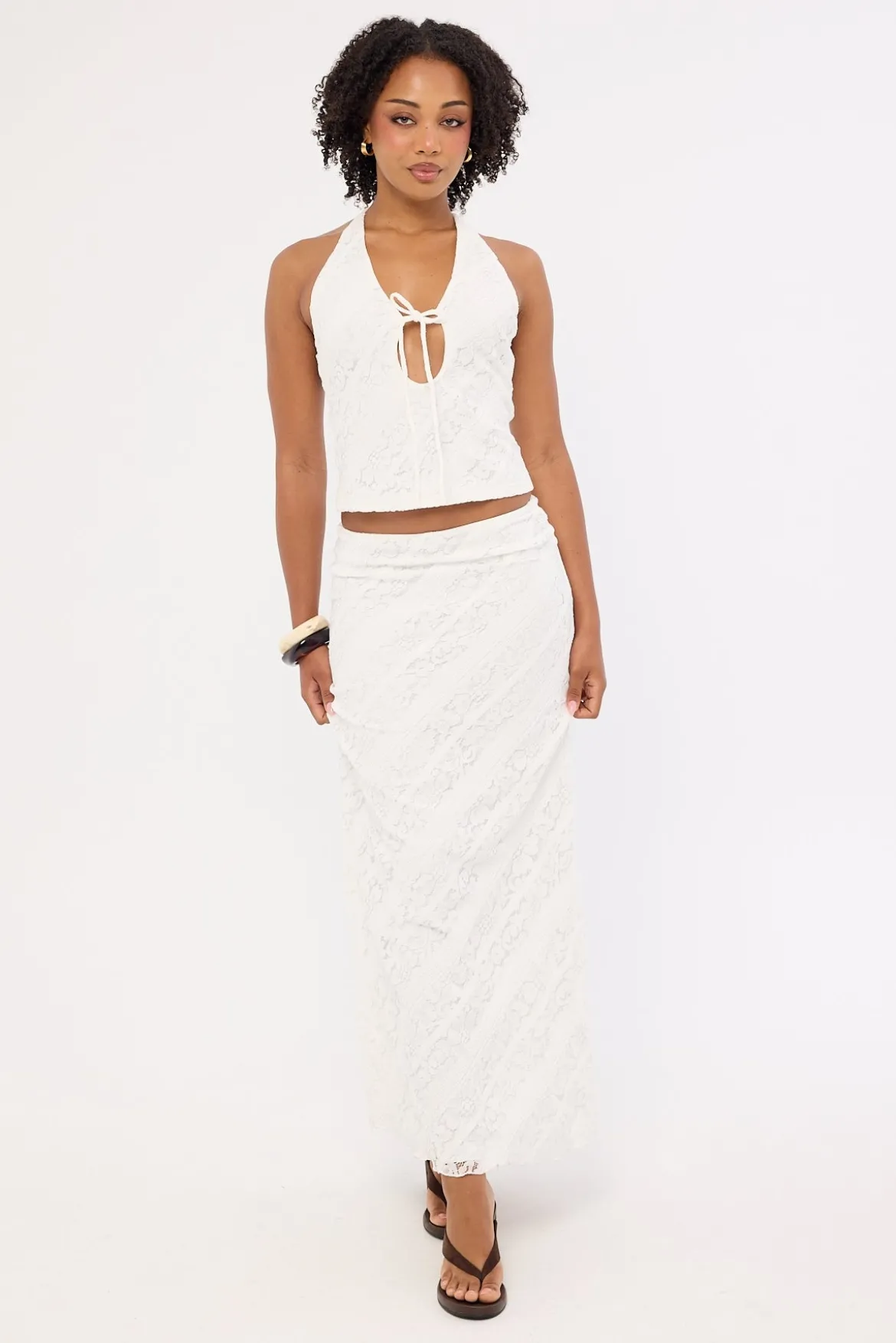 Thessia Tie Halter Top White