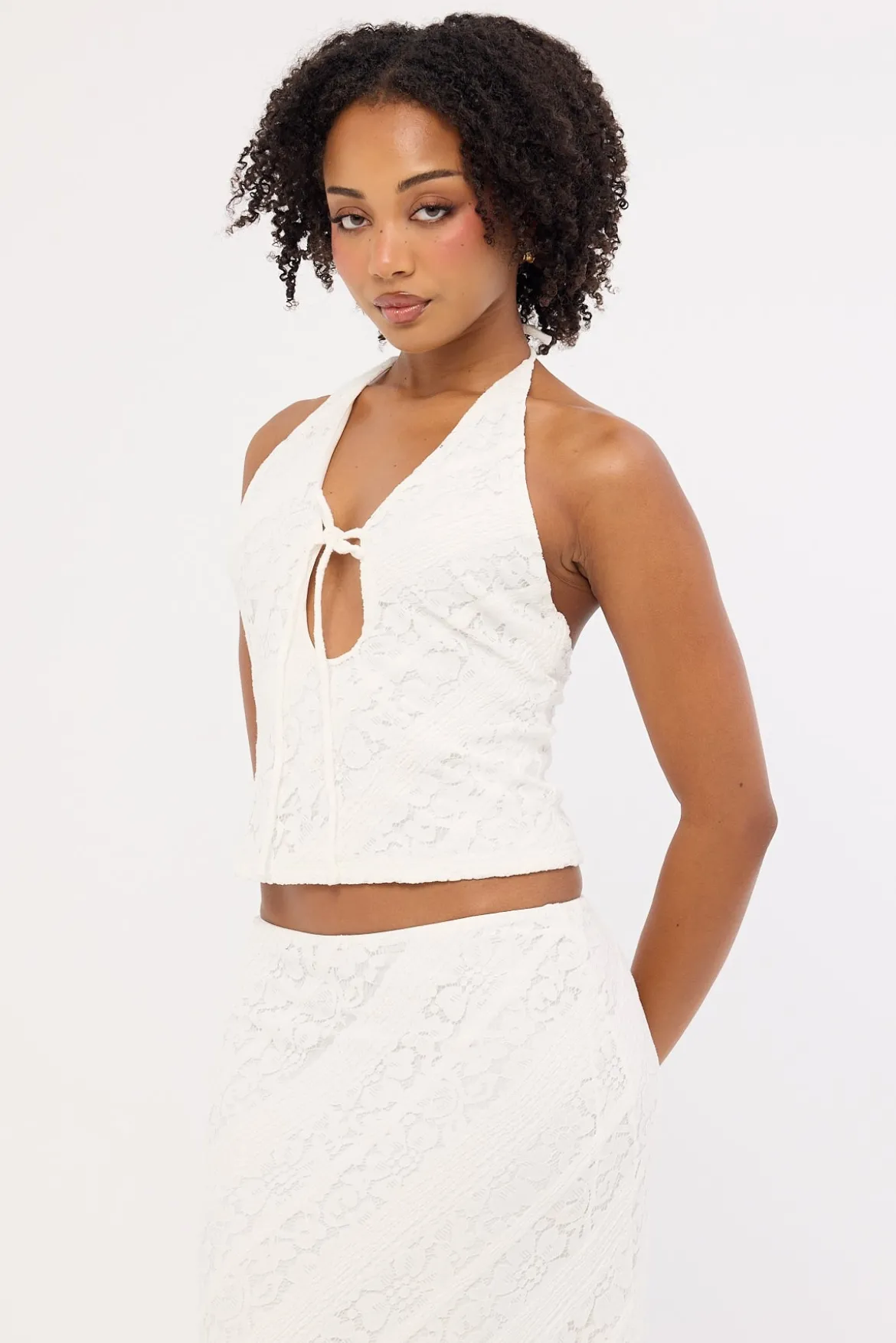 Thessia Tie Halter Top White