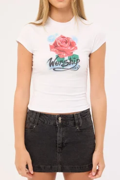 Thorny Cap Sleeve Tee White