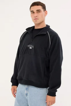 Thrill Of Victory Raglan Quarter Zip Polar Fleece Faded Black