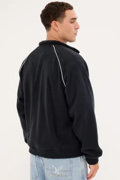 Thrill Of Victory Raglan Quarter Zip Polar Fleece Faded Black