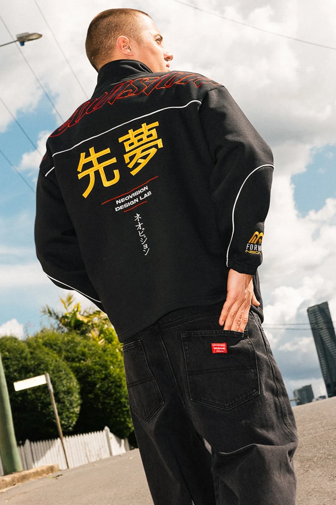 Throttle Elastic Quarter Zip Crew Black