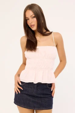 Tia Shirred Cami Top Pink