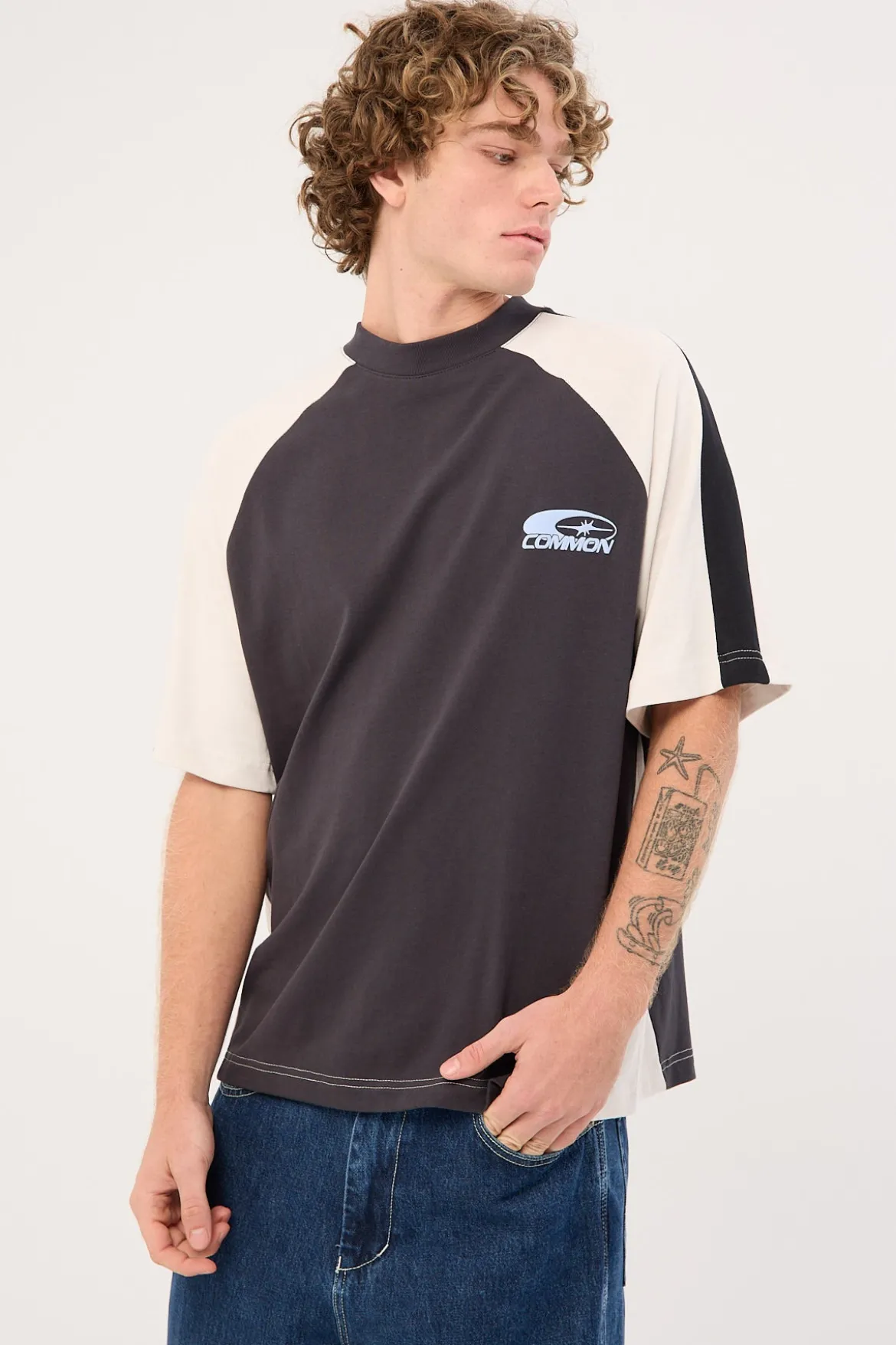 Tide Raglan Heavyweight Easy Tee Asphalt