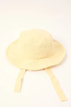 Tides Wide Brim Bucket Hat Butter Yellow