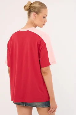 Timmy Target Oversized Tee Vintage Red/Baby Pink/White